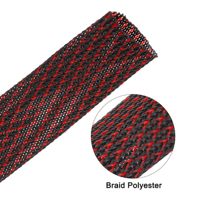 Harfington Uxcell Insulation Braid Sleeving, 16.4 Ft-40mm High Temperature Sleeve Black Red