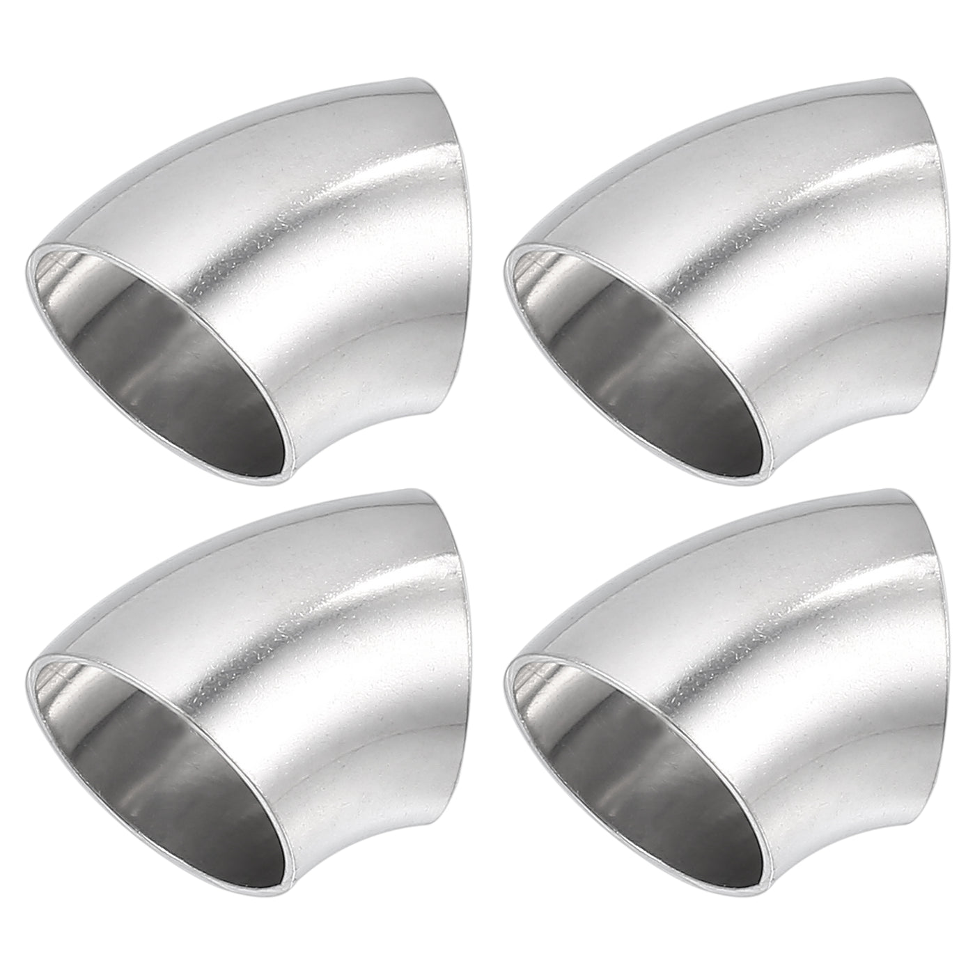 A ABSOPRO 45 Degree Steel Exhaust Elbow Pipe Bend Tube Durable Modified Exhaust Elbow Pipe SS304 Stainless Steel Silver Tone (Set of 4)