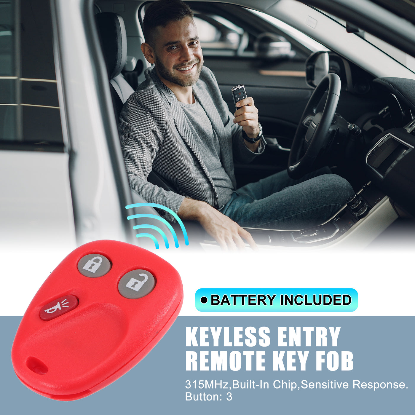 X AUTOHAUX 315MHz LHJ011Replacement Keyless Entry Remote Key Fob for Chevrolet Silverado for GMC Sierra 1500 2500 3500 for Chevy Tahoe for Cadillac Escalade 2003-2006 3 Buttons Key