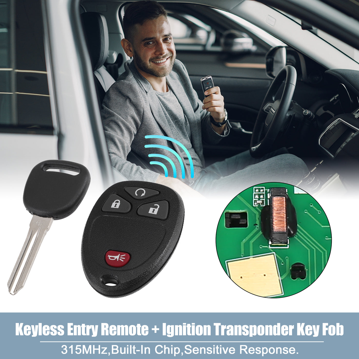 X AUTOHAUX OUC60270 315MHz Replacement Keyless Entry Remote Ignition Transponder Key Fob for Chevrolet Silverado 1500 2500 3500 2007-2013 for GMC Sierra 1500 2500 3500 2008-2014 4 Buttons