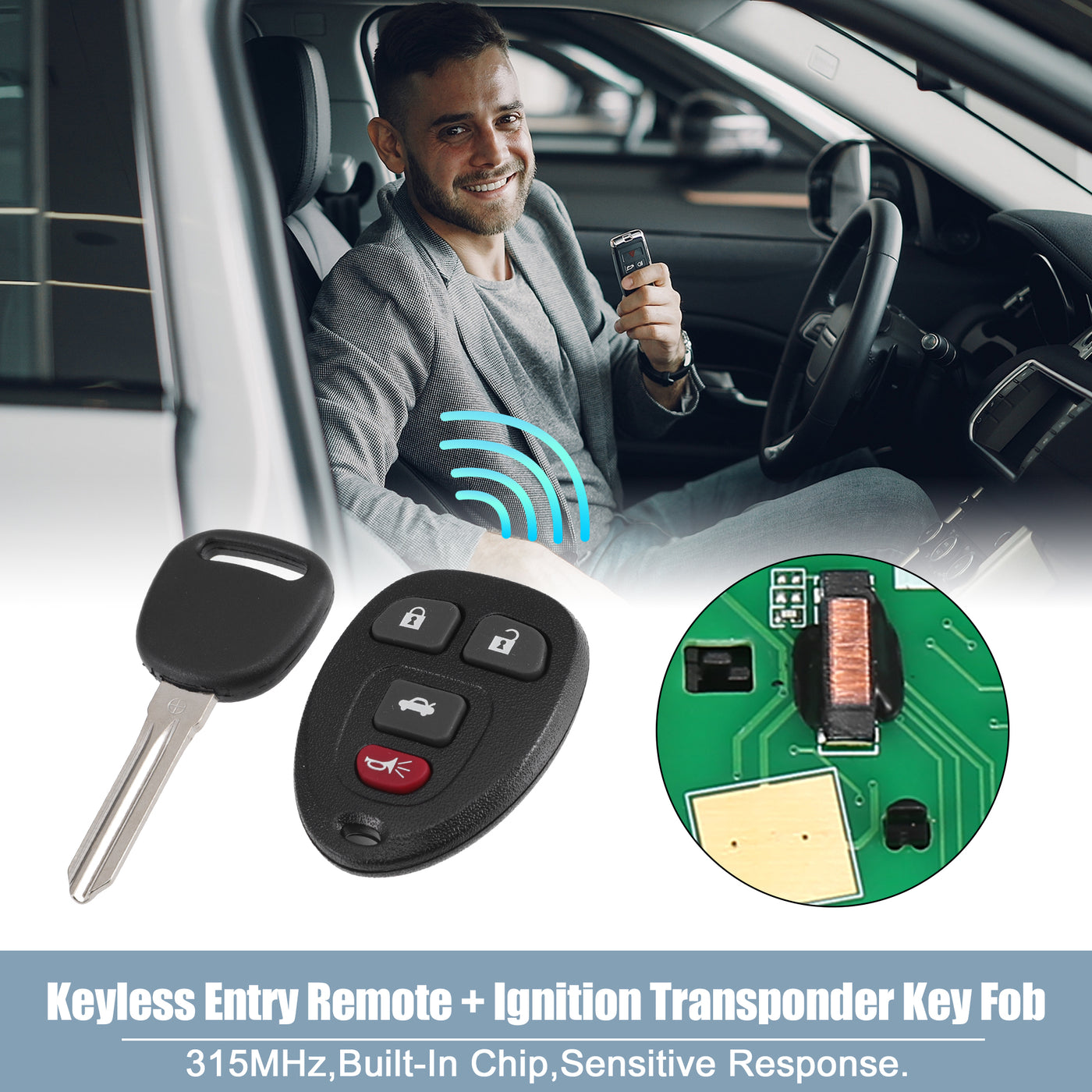 X AUTOHAUX KOBGT04A 315MHz Keyless Entry Remote Ignition Transponder Key Fob for Chevy Malibu HHR for Pontiac G5 G6 Grand Prix Solstice for Saturn Aura Sky for Buick LaCrosse 4 Buttons