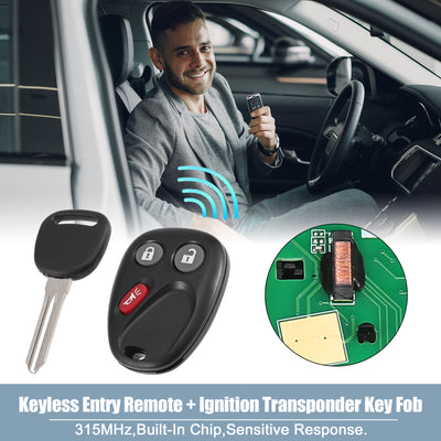 Harfington LHJ011315MHz Keyless Entry Remote Ignition Transponder Key Fob for Chevrolet Silverado Suburban Tahoe Avalanche Escalade for GMC Sierra 2500 HD 2003-2006 3 Buttons