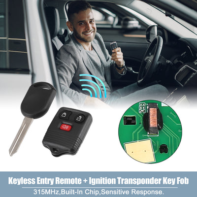 Harfington CWTWB1U345 315MHz Keyless Entry Remote Ignition Transponder Key Fob 3 Buttons for Ford F-150 F-250 F-350 2004-2010 for Ford E-150 E-250 2008-2014