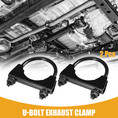Harfington 2 Pcs Universal U-Bolt Exhaust Clamp - Car Muffer Clamps Exhaust - Stainless Steel Black