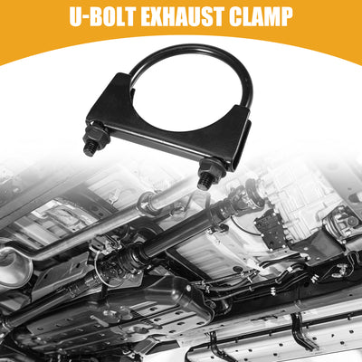 Harfington 2 Pcs Universal U-Bolt Exhaust Clamp - Car Muffer Clamps Exhaust - Stainless Steel Black