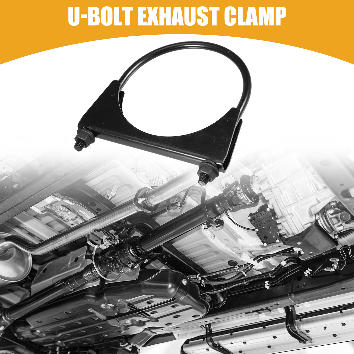 Partuto 2 Pcs Universal U-Bolt Exhaust Clamp - Car Muffer Clamps Exhaust - Stainless Steel Black