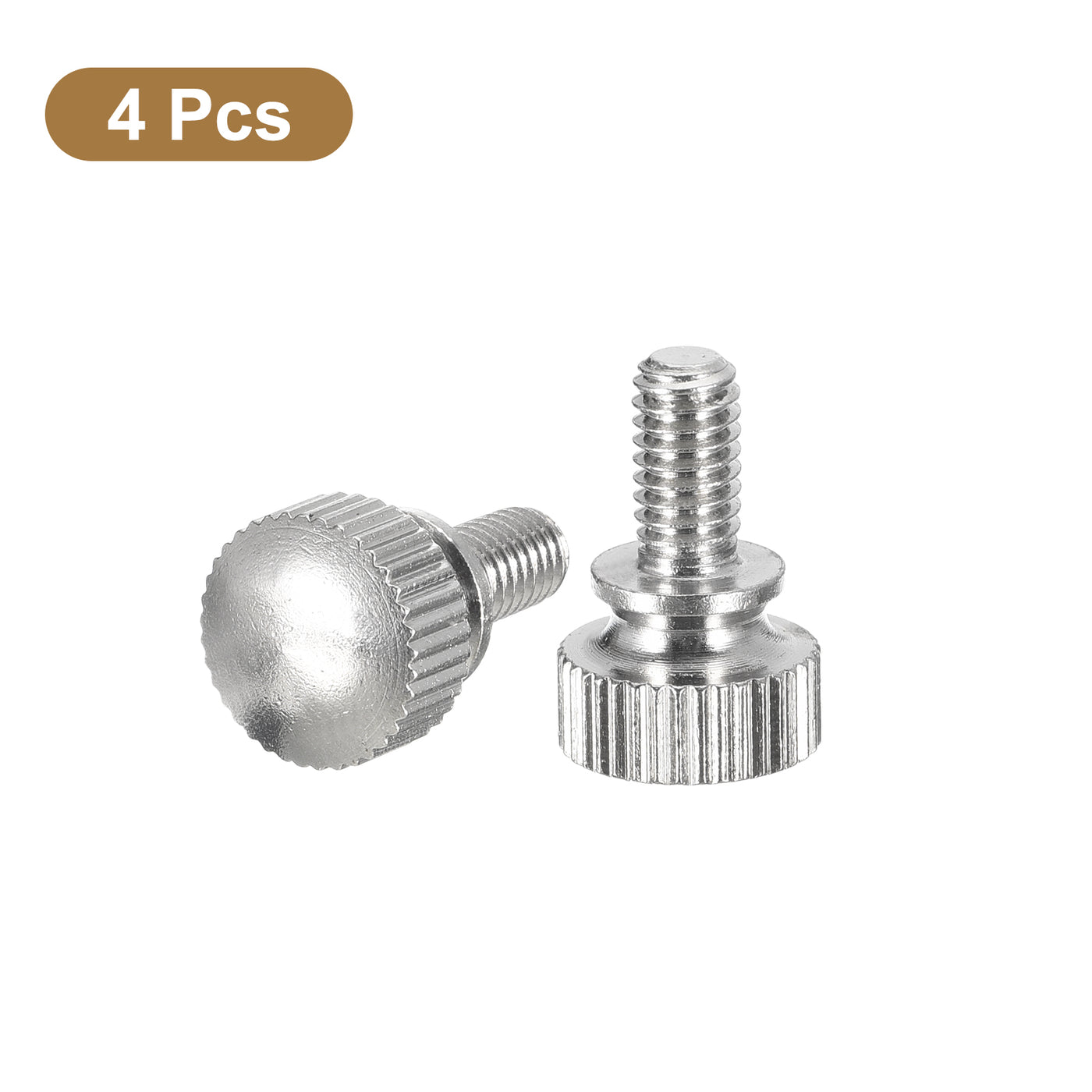 uxcell Uxcell M4x8mm Knurled Thumb Screws, 4pcs Brass Thumb Screws with Shoulder, Silver Tone