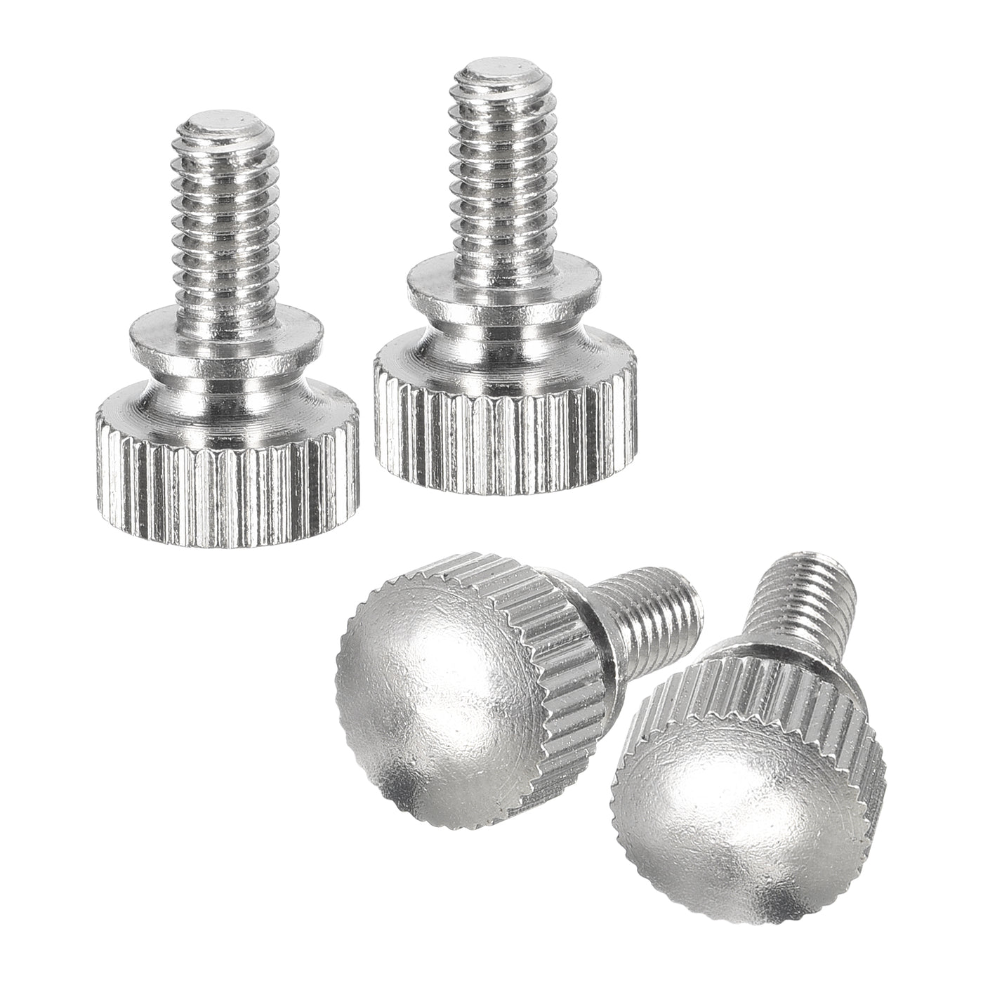 uxcell Uxcell M4x8mm Knurled Thumb Screws, 4pcs Brass Thumb Screws with Shoulder, Silver Tone