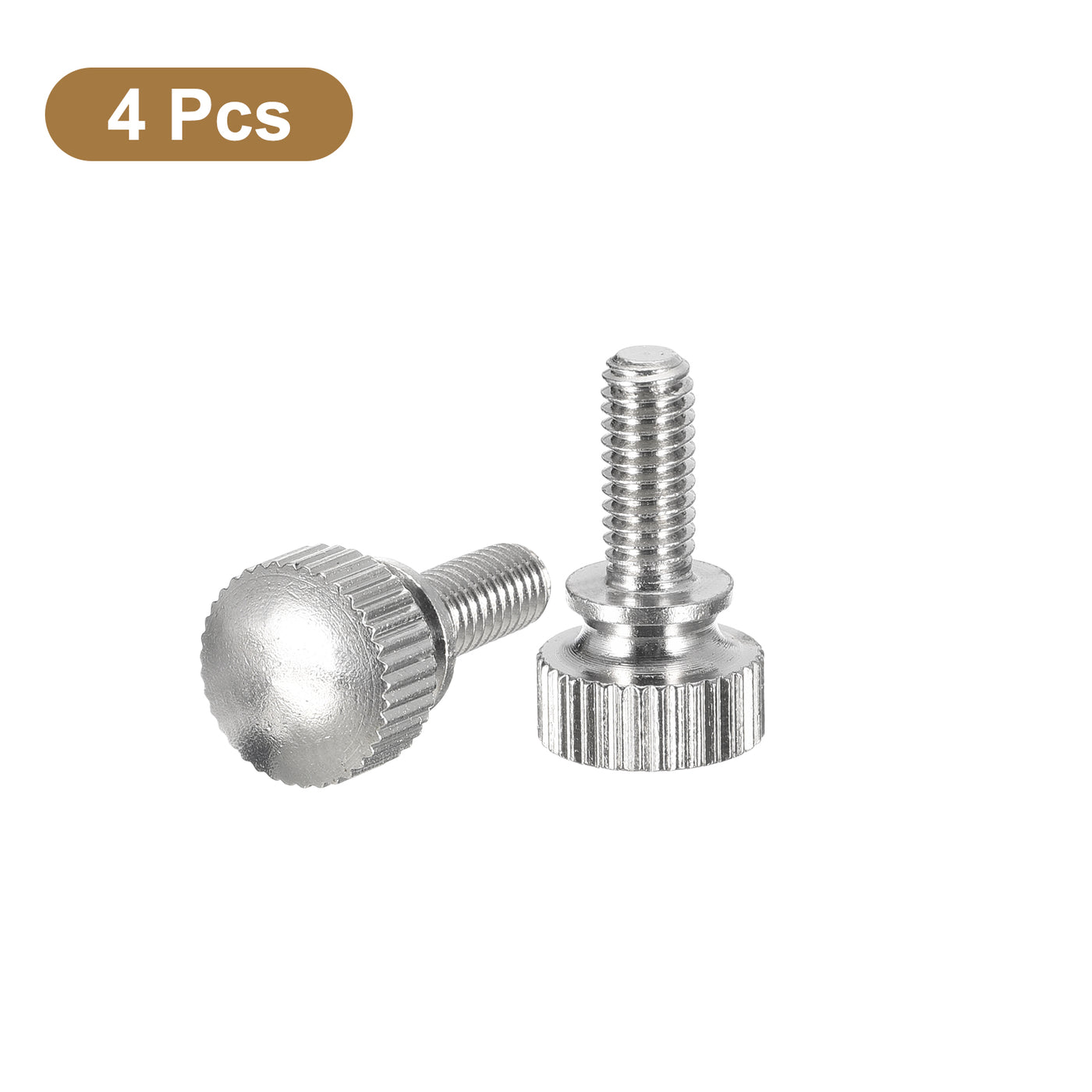 uxcell Uxcell M4x10mm Knurled Thumb Screws, 4pcs Brass Thumb Screws with Shoulder, Silver Tone