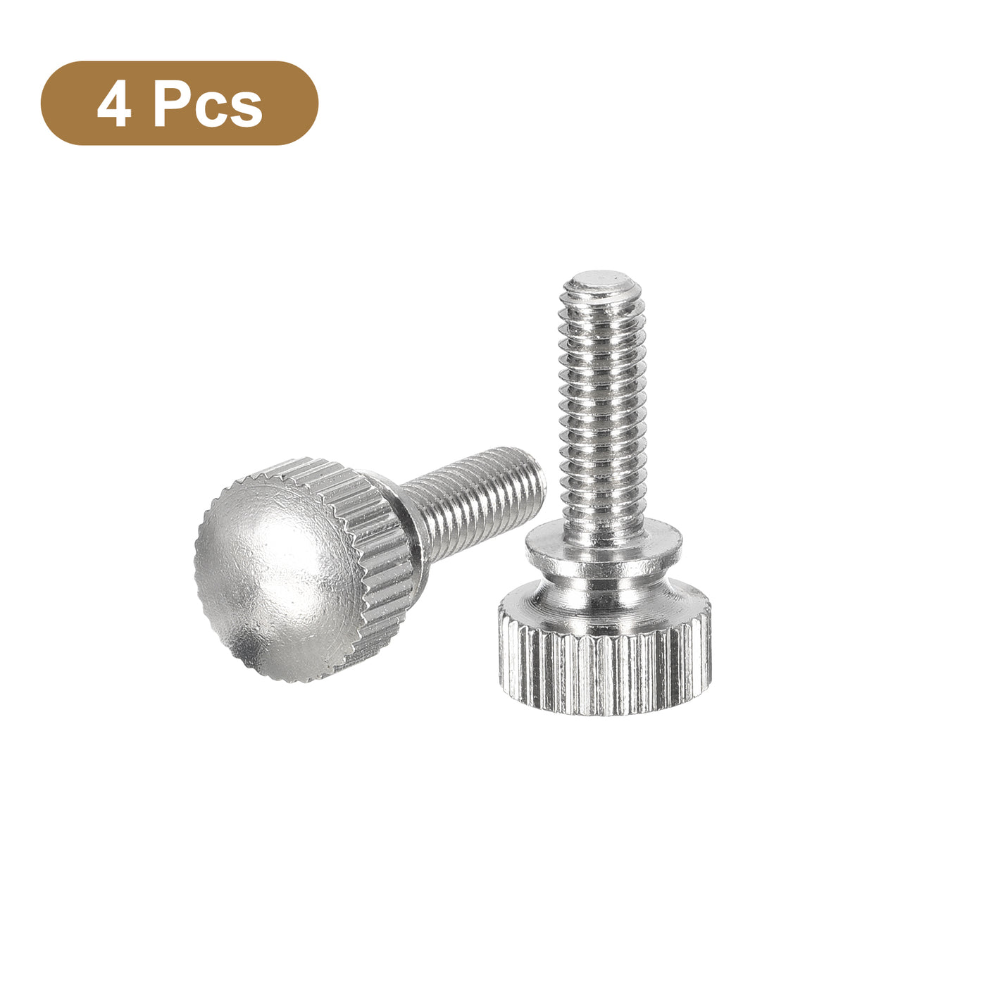 uxcell Uxcell M4x12mm Knurled Thumb Screws, 4pcs Brass Thumb Screws with Shoulder, Silver Tone