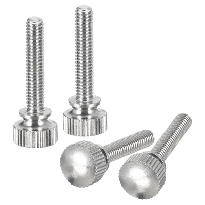 uxcell Uxcell M4x20mm Knurled Thumb Screws, 4pcs Brass Thumb Screws with Shoulder, Silver Tone