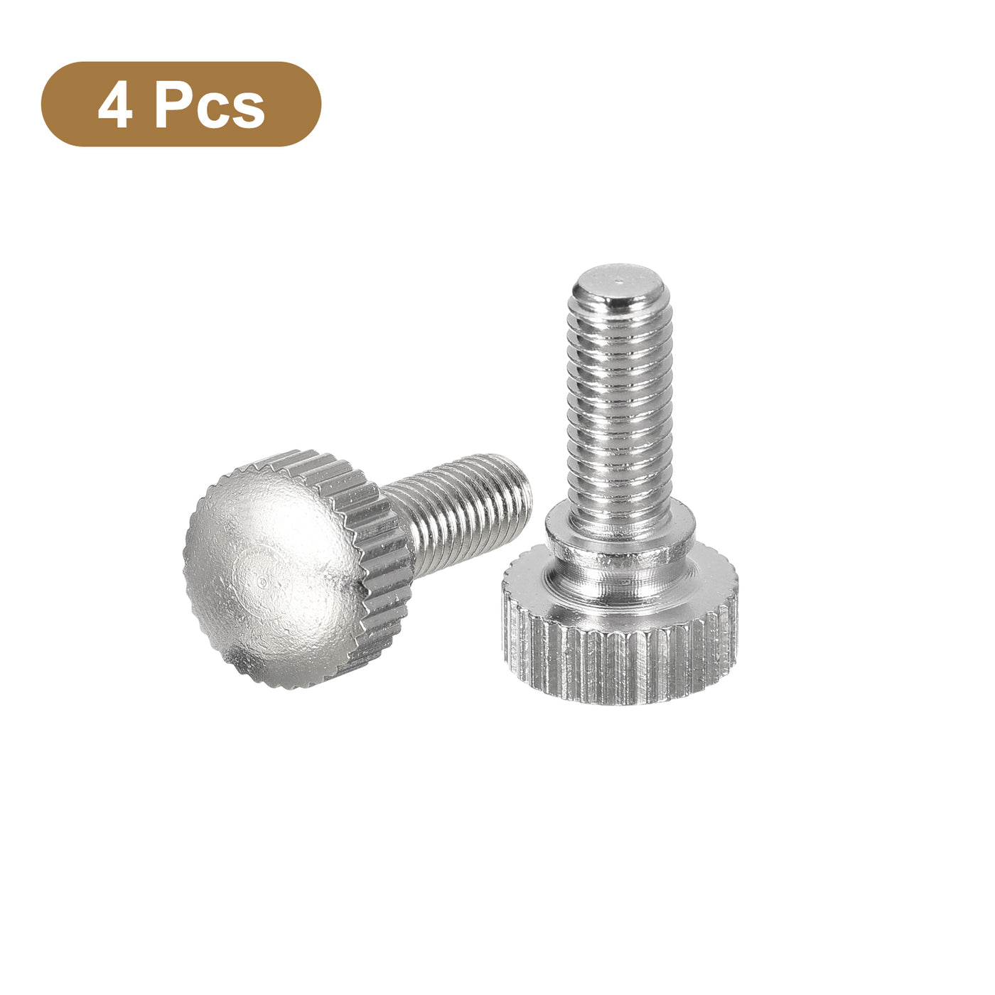 uxcell Uxcell M5x12mm Knurled Thumb Screws, 4pcs Brass Thumb Screws with Shoulder, Silver Tone