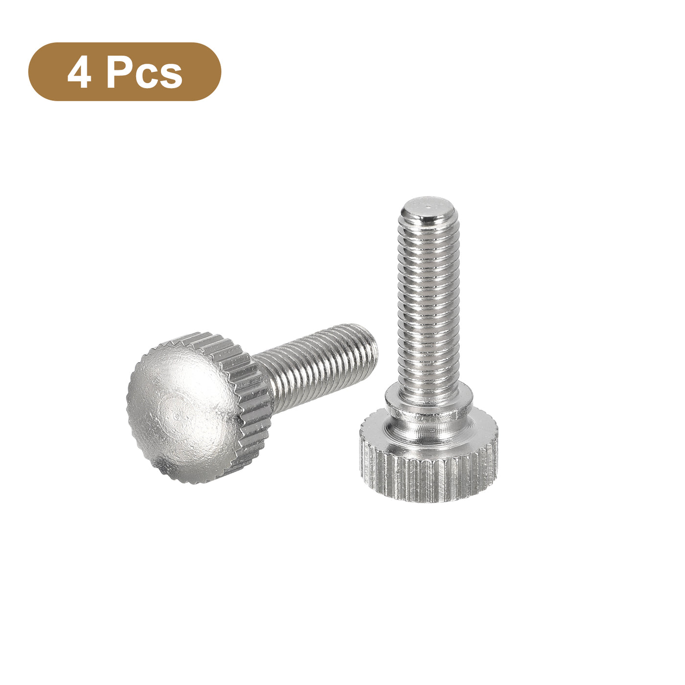 uxcell Uxcell M5x16mm Knurled Thumb Screws, 4pcs Brass Thumb Screws with Shoulder, Silver Tone