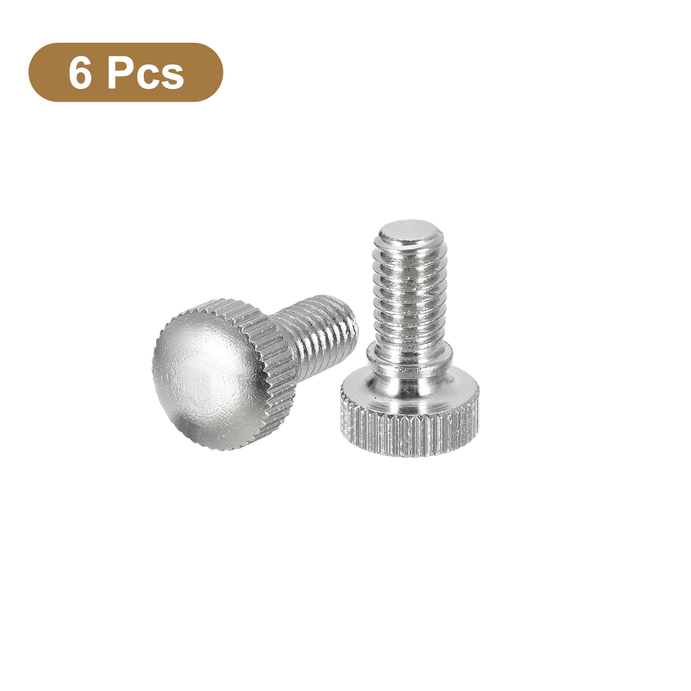 uxcell Uxcell M6x10mm Knurled Thumb Screws, 6pcs Brass Thumb Screws with Shoulder, Silver Tone