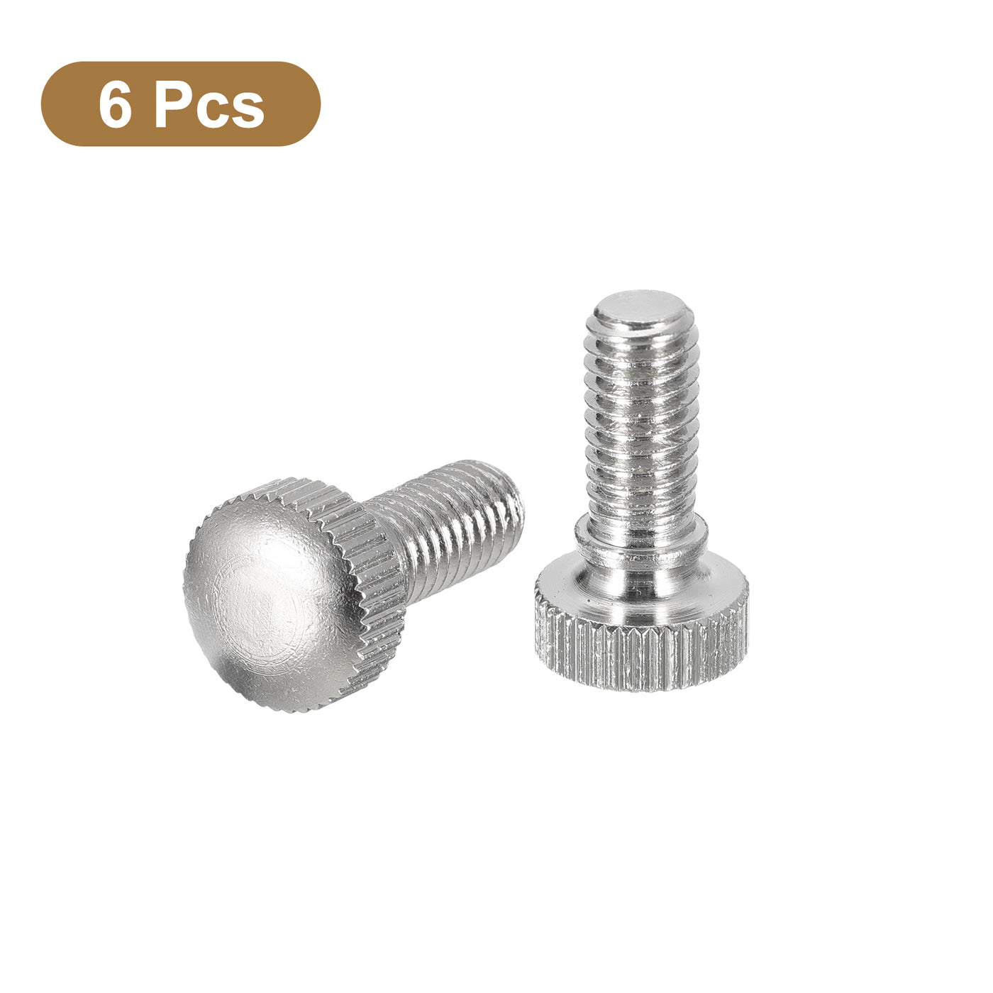 uxcell Uxcell M6x12mm Knurled Thumb Screws, 6pcs Brass Thumb Screws with Shoulder, Silver Tone