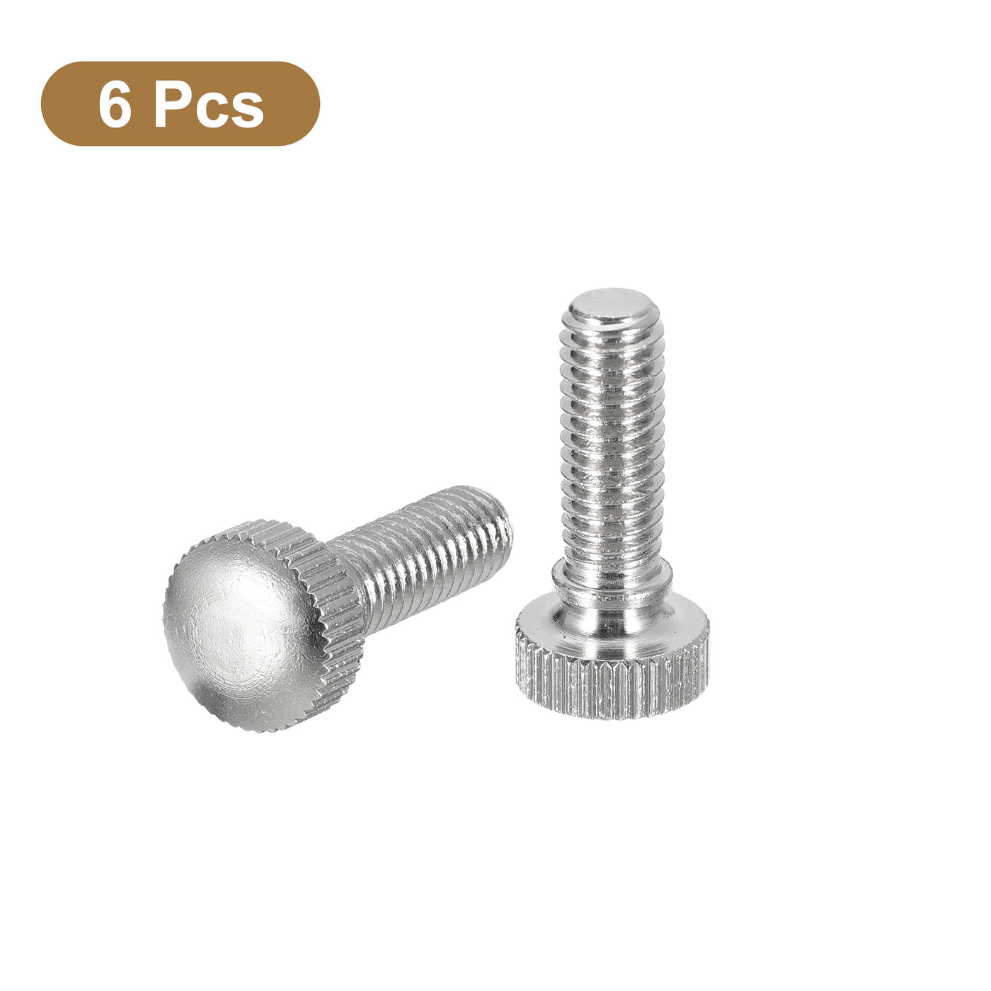 uxcell Uxcell M6x16mm Knurled Thumb Screws, 6pcs Brass Thumb Screws with Shoulder, Silver Tone