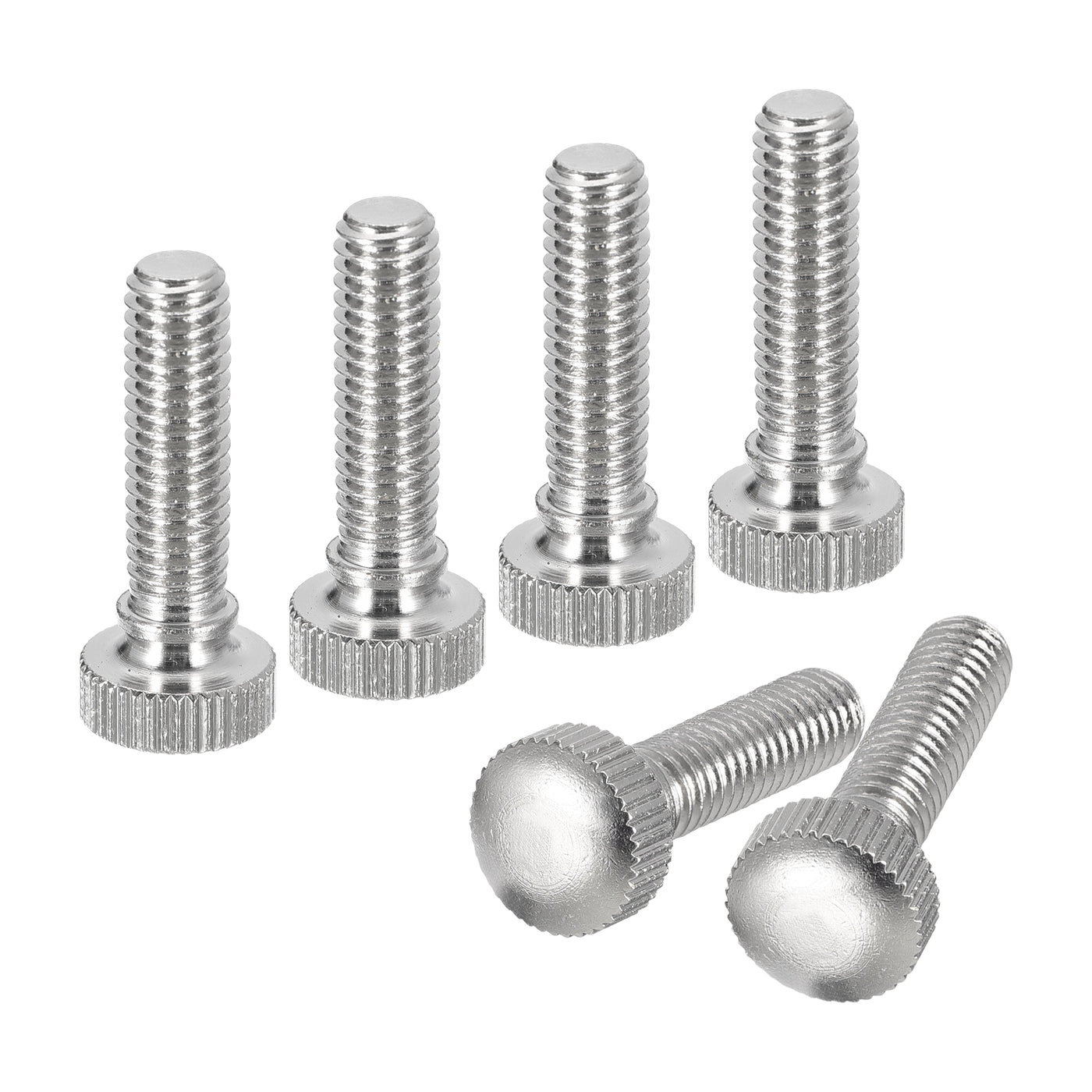 uxcell Uxcell M6x20mm Knurled Thumb Screws, 6pcs Brass Thumb Screws with Shoulder, Silver Tone