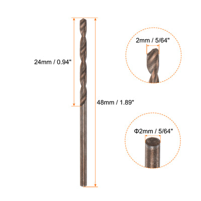 Harfington 10pcs 2mm Nitride Titanium Coated High Speed Steel (HSS) 4341 Twist Drill Bits