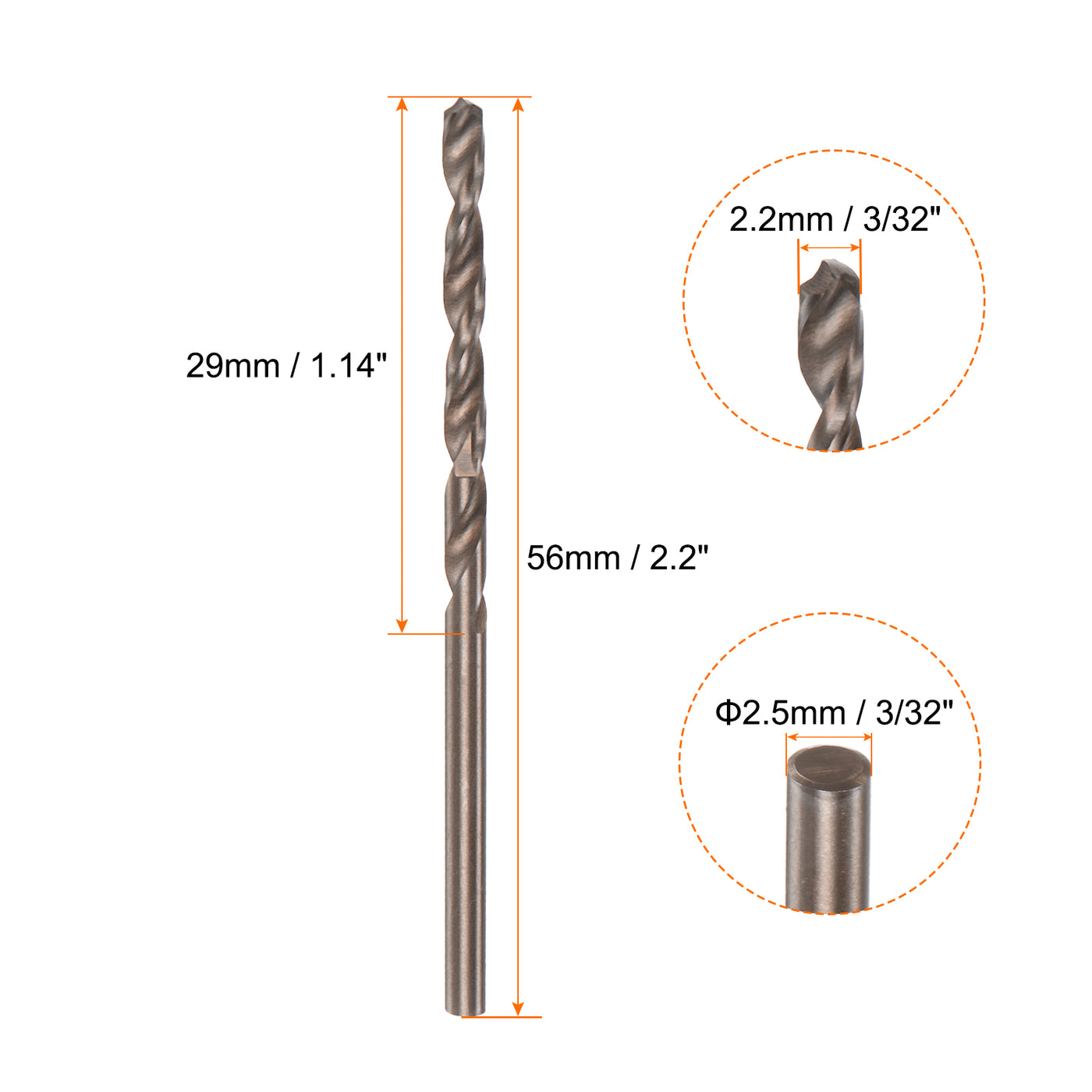 Harfington 10pcs 2.5mm Nitride Titanium Coated High Speed Steel (HSS) 4341 Twist Drill Bits
