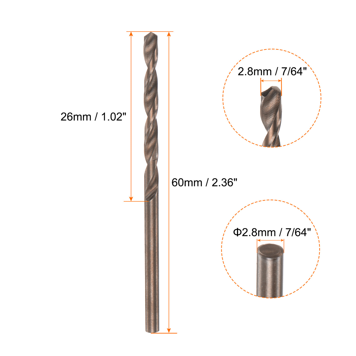 Harfington 10pcs 2.8mm Nitride Titanium Coated High Speed Steel (HSS) 4341 Twist Drill Bits