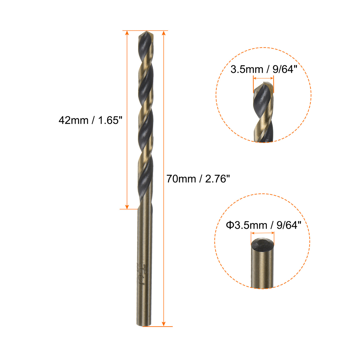 Harfington 10pcs 3.5mm Nitride Titanium Coated High Speed Steel (HSS) 4341 Twist Drill Bits