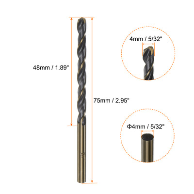 Harfington 10pcs 4mm Nitride Titanium Coated High Speed Steel (HSS) 4341 Twist Drill Bits