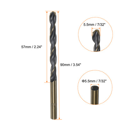 Harfington 10pcs 5.5mm Nitride Titanium Coated High Speed Steel (HSS) 4341 Twist Drill Bits