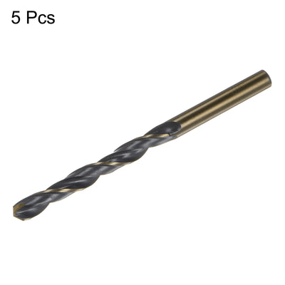 Harfington 5pcs 6.2mm Nitride Titanium Coated High Speed Steel (HSS) 4341 Twist Drill Bits