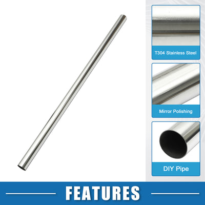 Harfington Car Mandrel Exhaust Pipe Tube Durable 48" Length 2'' OD Straight Exhaust Tube DIY Custom 0 Degree Modified Piping T304 Stainless Steel (Set of 2)