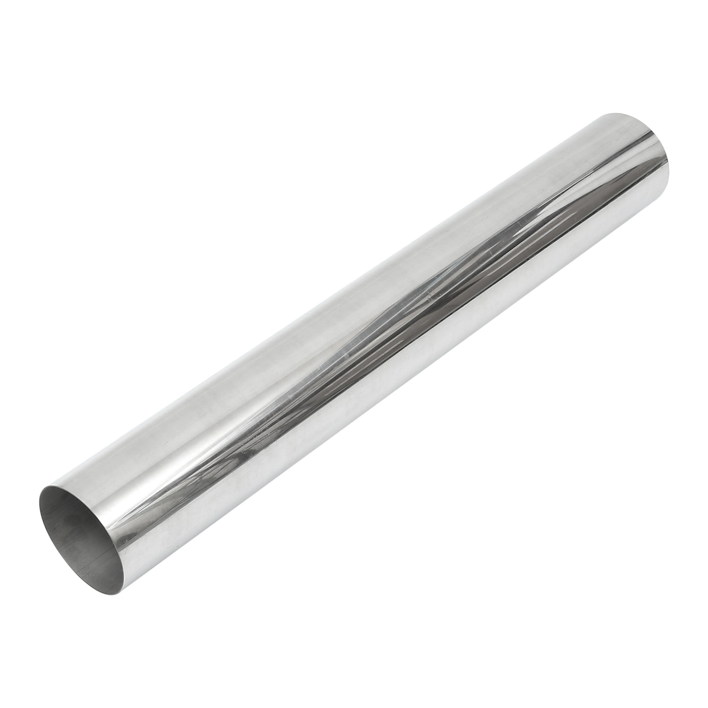 A ABSOPRO Car Mandrel Exhaust Pipe Tube Durable 35" Length 5' OD Straight Exhaust Tube DIY Custom 0 Degree Modified Piping T304 Stainless Steel Silver Tone