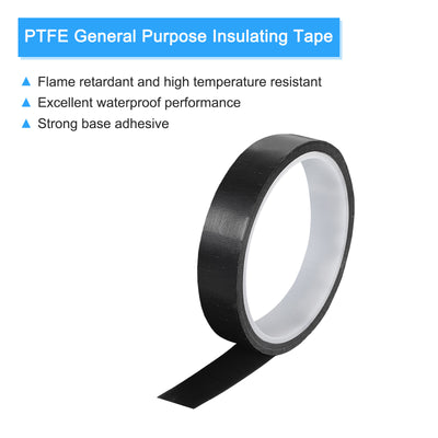 Harfington High Temperature Tape 20mm PTFE Coated Fabric Tape Heat Resistant Tape for Vacuum Sealers Adhesive Tape 10m/33ft Black 0.13mm Thickness