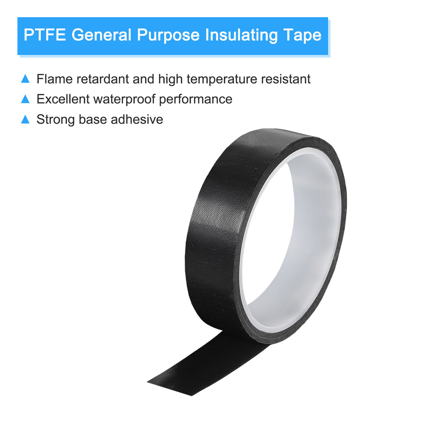 Harfington High Temperature Tape 25mm PTFE Coated Fabric Tape Heat Resistant Tape for Vacuum Sealers Adhesive Tape 10m/33ft Black 0.13mm Thickness