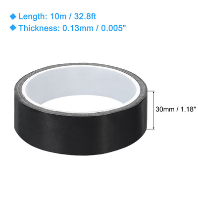 Harfington High Temperature Tape 30mm PTFE Coated Fabric Tape Heat Resistant Tape for Vacuum Sealers Adhesive Tape 10m/33ft Black 0.13mm Thickness