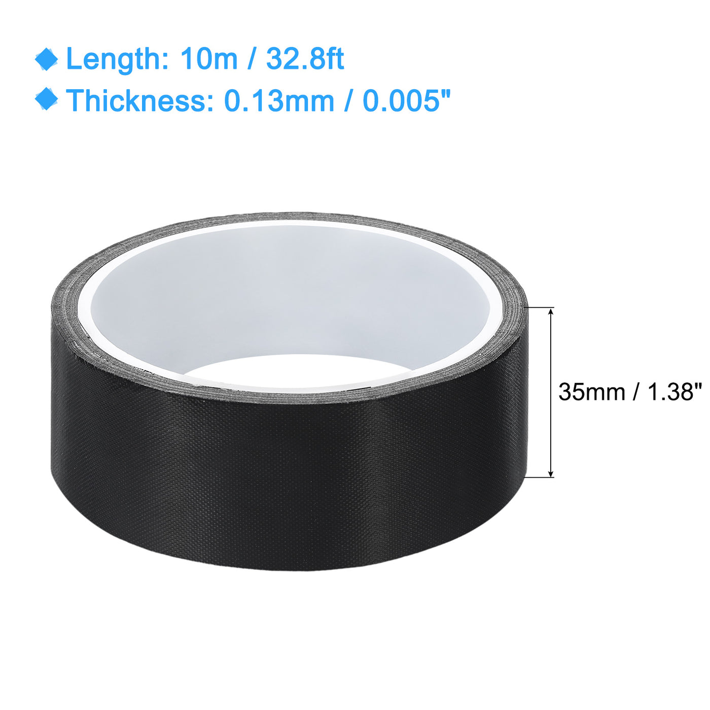 Harfington High Temperature Tape 35mm PTFE Coated Fabric Tape Heat Resistant Tape for Vacuum Sealers Adhesive Tape 10m/33ft Black 0.13mm Thickness