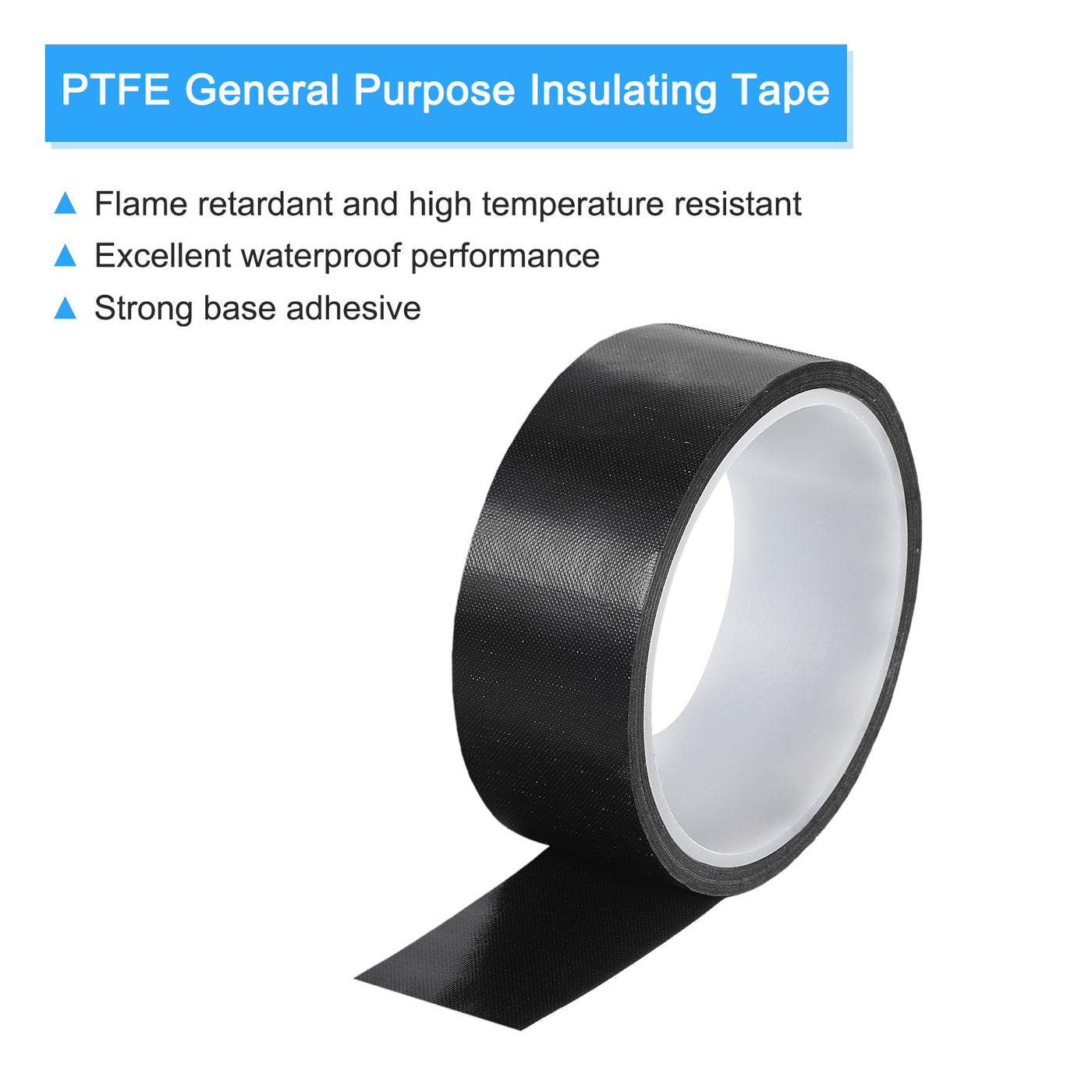 Harfington High Temperature Tape 35mm PTFE Coated Fabric Tape Heat Resistant Tape for Vacuum Sealers Adhesive Tape 10m/33ft Black 0.13mm Thickness