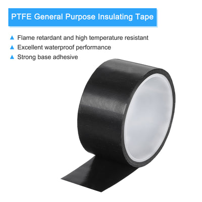 Harfington High Temperature Tape 45mm PTFE Coated Fabric Tape Heat Resistant Tape for Vacuum Sealers Adhesive Tape 10m/33ft Black 0.13mm Thickness