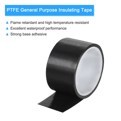 Harfington High Temperature Tape 50mm PTFE Coated Fabric Tape Heat Resistant Tape for Vacuum Sealers Adhesive Tape 10m/33ft Black 0.13mm Thickness