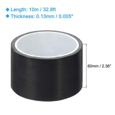 Harfington High Temperature Tape 60mm PTFE Coated Fabric Tape Heat Resistant Tape for Vacuum Sealers Adhesive Tape 10m/33ft Black 0.13mm Thickness