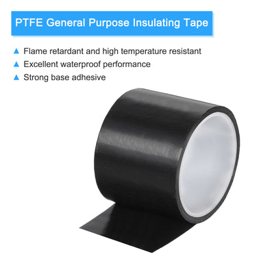 Harfington High Temperature Tape 70mm PTFE Coated Fabric Tape Heat Resistant Tape for Vacuum Sealers Adhesive Tape 10m/33ft Black 0.13mm Thickness