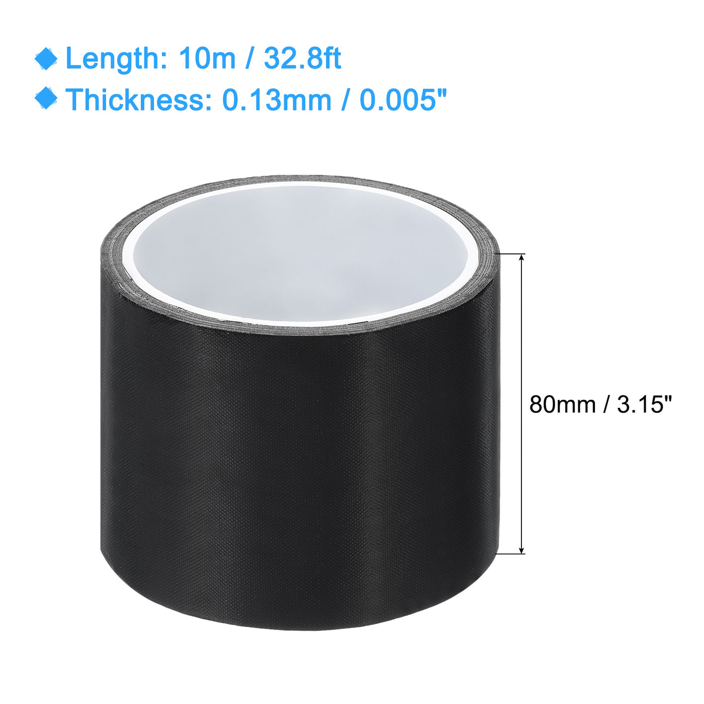 Harfington High Temperature Tape 80mm PTFE Coated Fabric Tape Heat Resistant Tape for Vacuum Sealers Adhesive Tape 10m/33ft Black 0.13mm Thickness