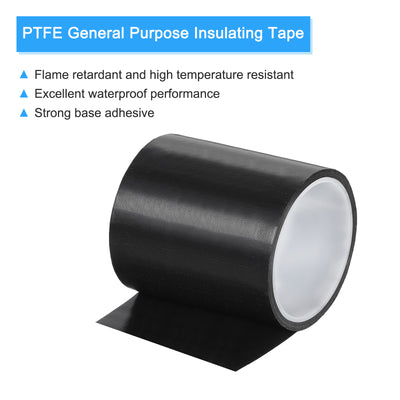 Harfington High Temperature Tape 100mm PTFE Coated Fabric Tape Heat Resistant Tape for Vacuum Sealers Adhesive Tape 10m/33ft Black 0.13mm Thickness
