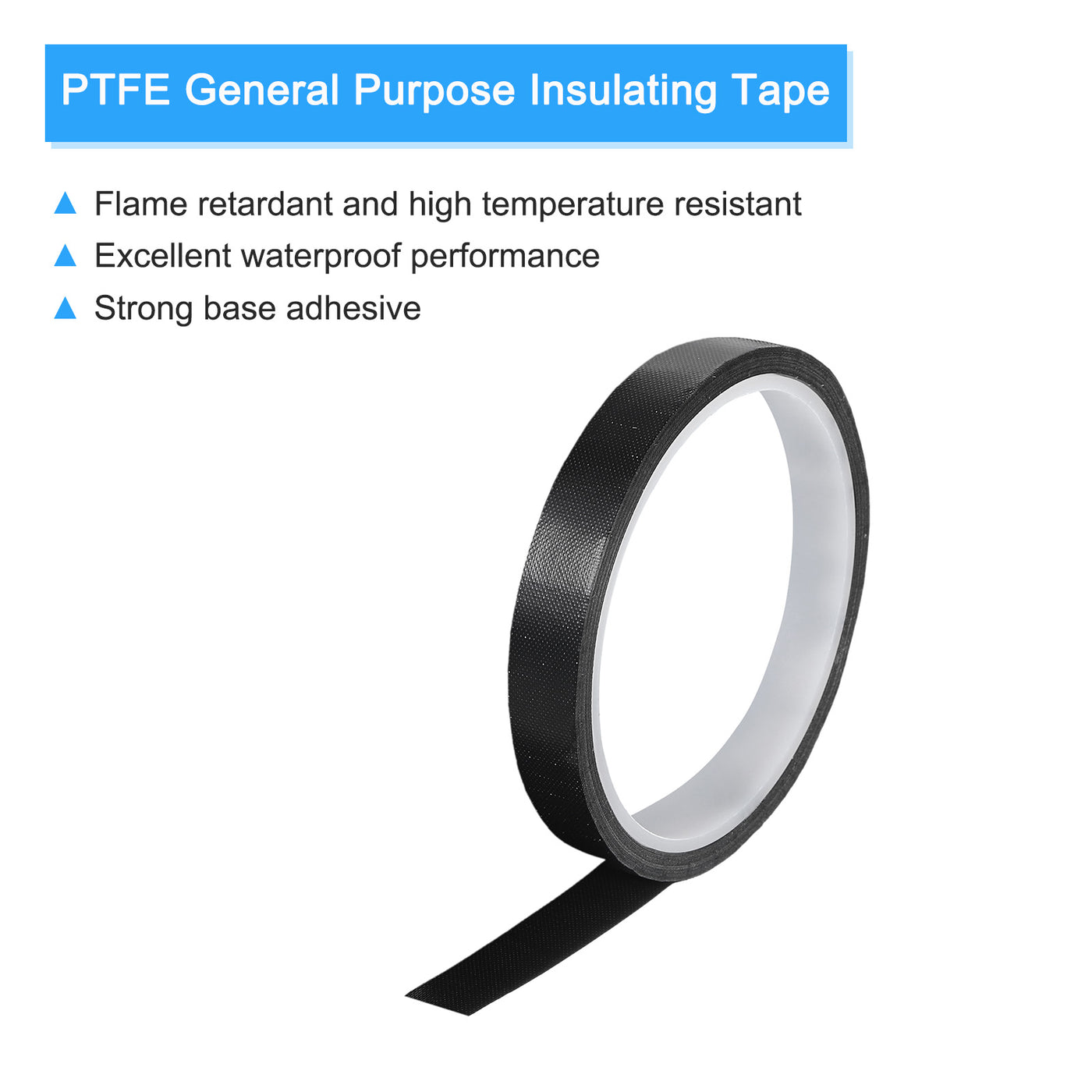 Harfington High Temperature Tape 15mm PTFE Coated Fabric Tape Heat Resistant Tape for Vacuum Sealers Adhesive Tape 10m/33ft Black 0.18mm Thickness