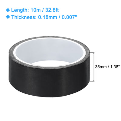 Harfington High Temperature Tape 35mm PTFE Coated Fabric Tape Heat Resistant Tape for Vacuum Sealers Adhesive Tape 10m/33ft Black 0.18mm Thickness