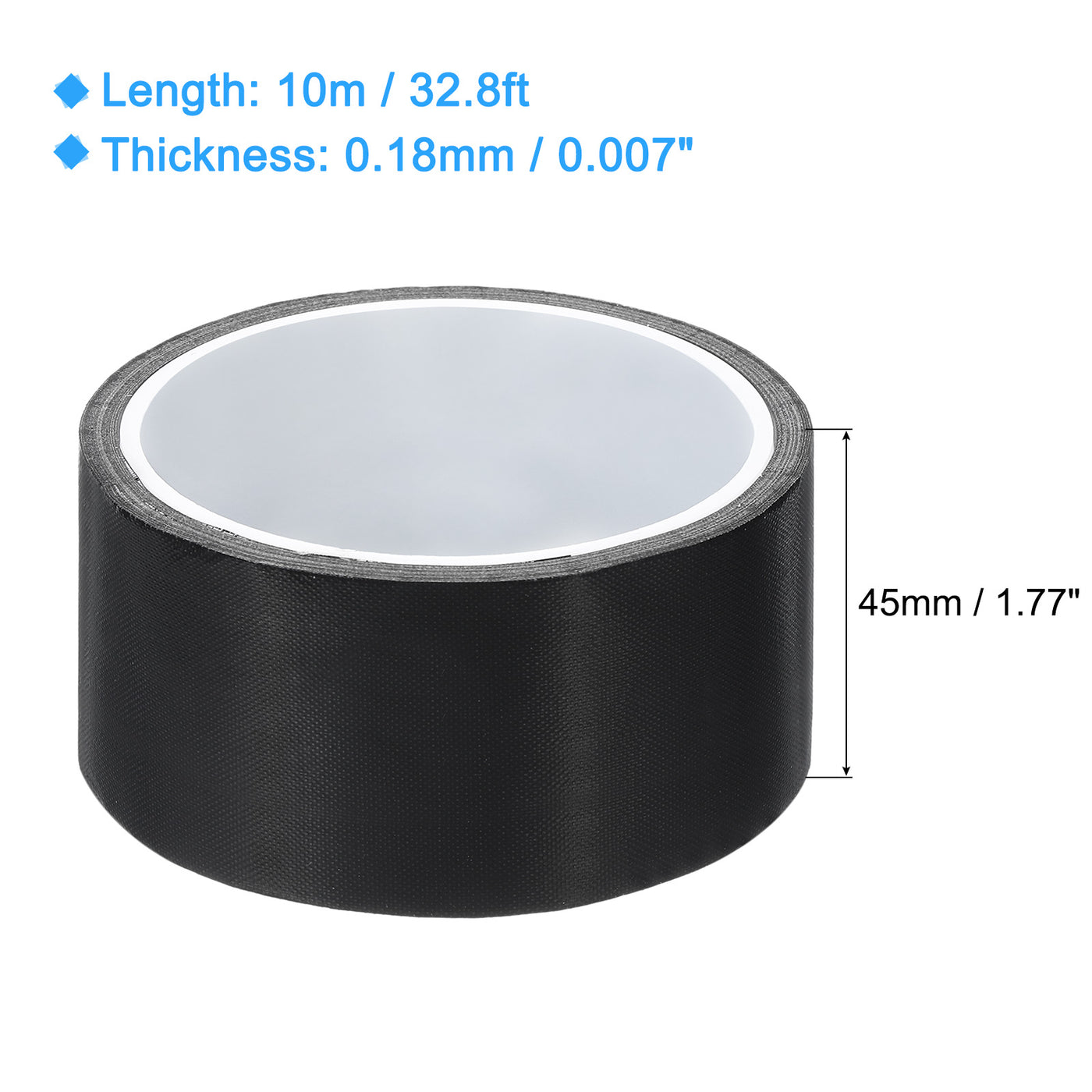 Harfington High Temperature Tape 45mm PTFE Coated Fabric Tape Heat Resistant Tape for Vacuum Sealers Adhesive Tape 10m/33ft Black 0.18mm Thickness