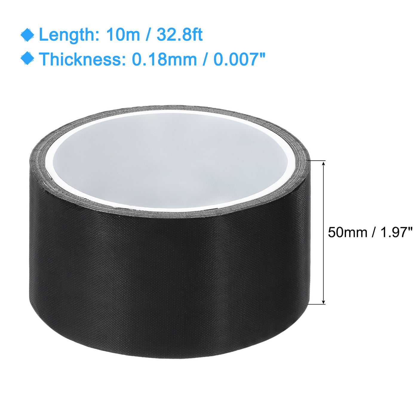 Harfington High Temperature Tape 50mm PTFE Coated Fabric Tape Heat Resistant Tape for Vacuum Sealers Adhesive Tape 10m/33ft Black 0.18mm Thickness