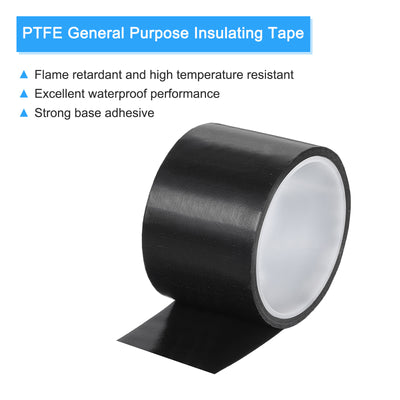 Harfington High Temperature Tape 60mm PTFE Coated Fabric Tape Heat Resistant Tape for Vacuum Sealers Adhesive Tape 10m/33ft Black 0.18mm Thickness