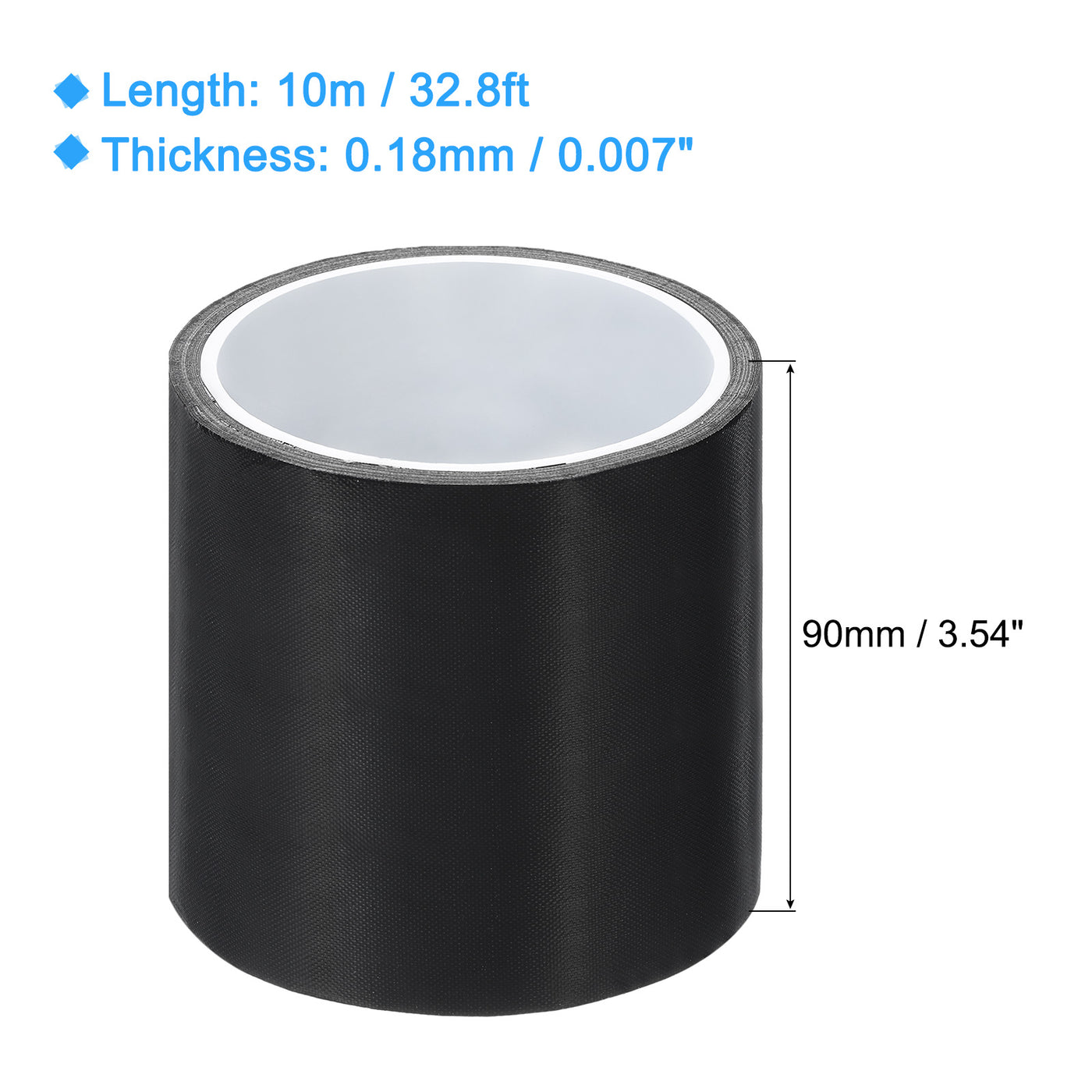 Harfington High Temperature Tape 90mm PTFE Coated Fabric Tape Heat Resistant Tape for Vacuum Sealers Adhesive Tape 10m/33ft Black 0.18mm Thickness