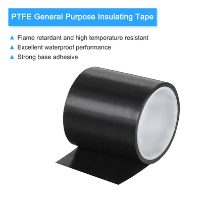 Harfington High Temperature Tape 90mm PTFE Coated Fabric Tape Heat Resistant Tape for Vacuum Sealers Adhesive Tape 10m/33ft Black 0.18mm Thickness
