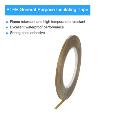 Harfington High Temperature Tape 3mm PTFE Coated Fabric Tape Heat Resistant Tape for Vacuum Sealers Adhesive Tape 50m/164ft Brown 0.13mm Thickness