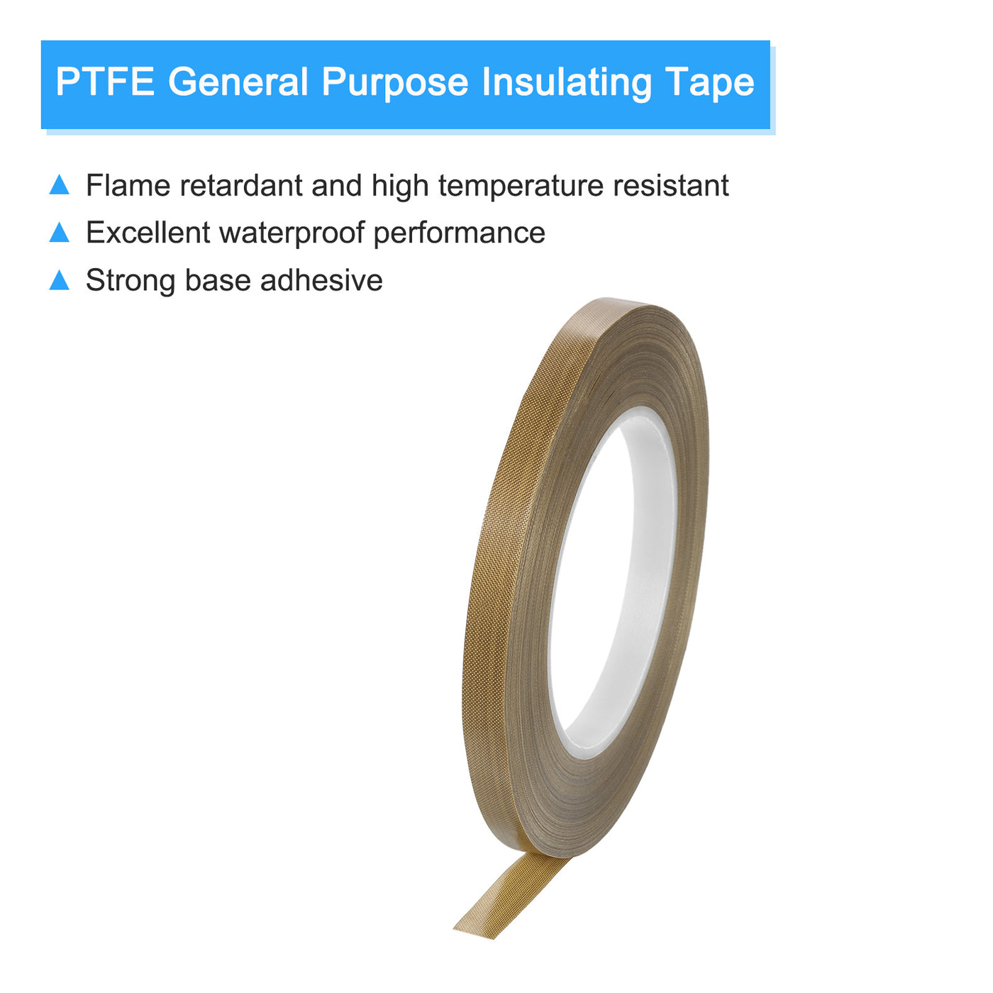 Harfington High Temperature Tape 10mm PTFE Coated Fabric Tape Heat Resistant Tape for Vacuum Sealers Adhesive Tape 50m/164ft Brown 0.13mm Thickness